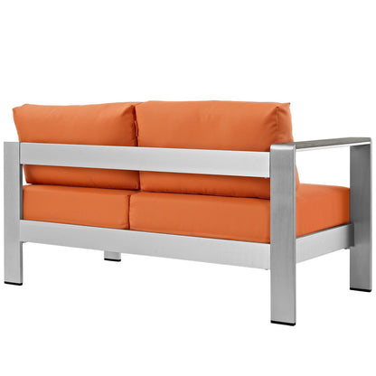 Shore Left-Arm Corner Sectional Outdoor Patio Aluminum Loveseat in Silver Orange by Modway (2265)