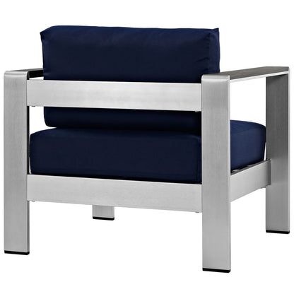 Shore Outdoor Patio Aluminum Armchair in Silver Navy by Modway (2266)
