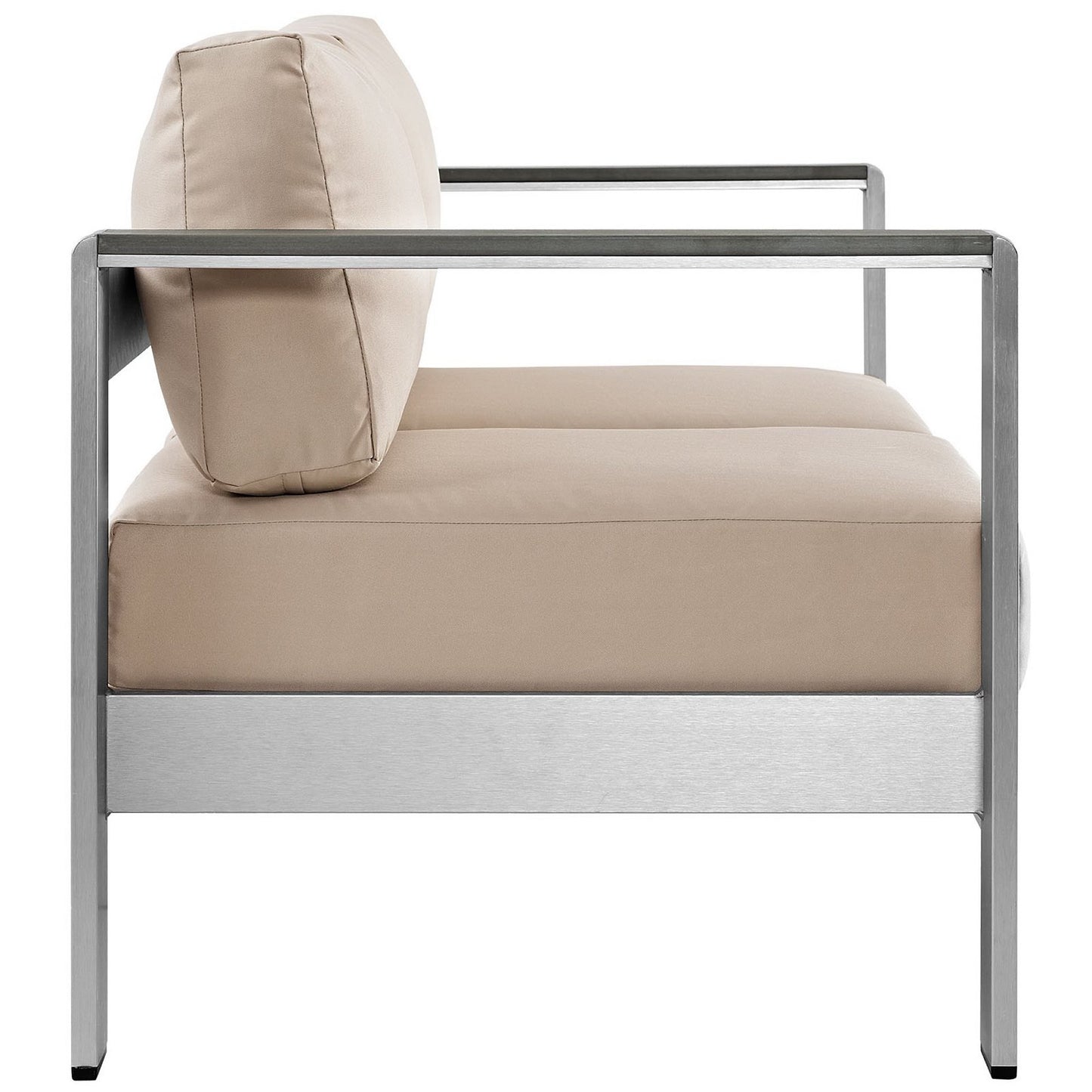 Shore Outdoor Patio Aluminum Loveseat in Silver Beige by Modway (2267)