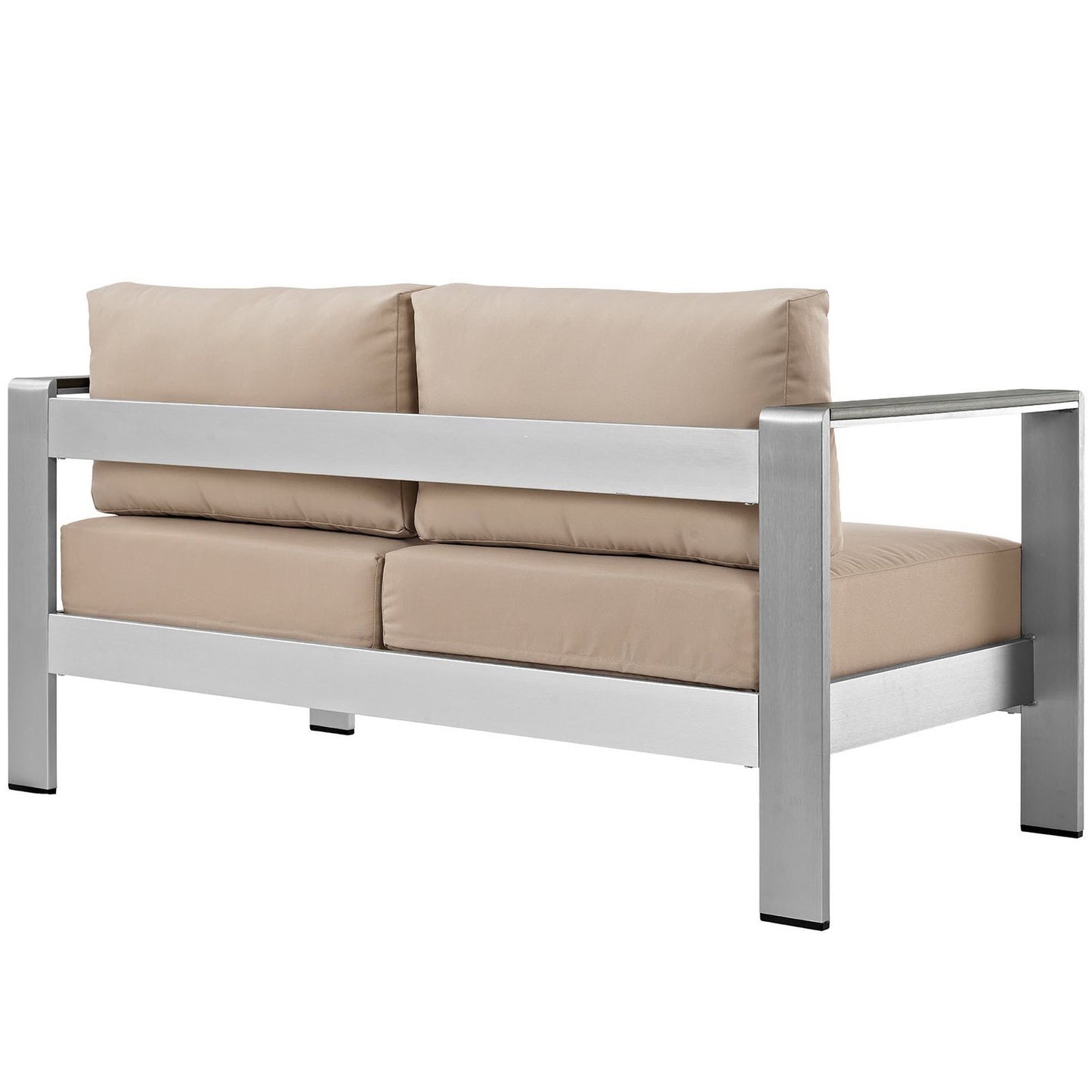 Shore Outdoor Patio Aluminum Loveseat in Silver Beige by Modway (2267)