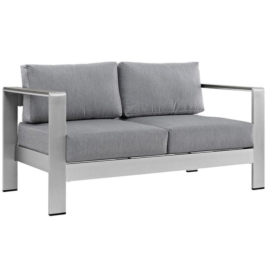 Shore Outdoor Patio Aluminum Loveseat in Silver Gray by Modway (2267)