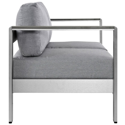 Shore Outdoor Patio Aluminum Loveseat in Silver Gray by Modway (2267)