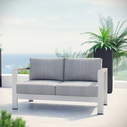 Shore Outdoor Patio Aluminum Loveseat in Silver Gray by Modway (2267)