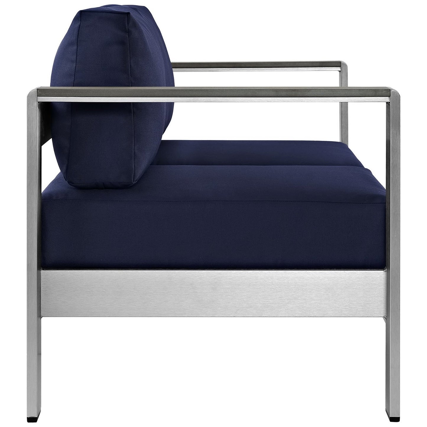 Shore Outdoor Patio Aluminum Loveseat in Silver Navy by Modway (2267)
