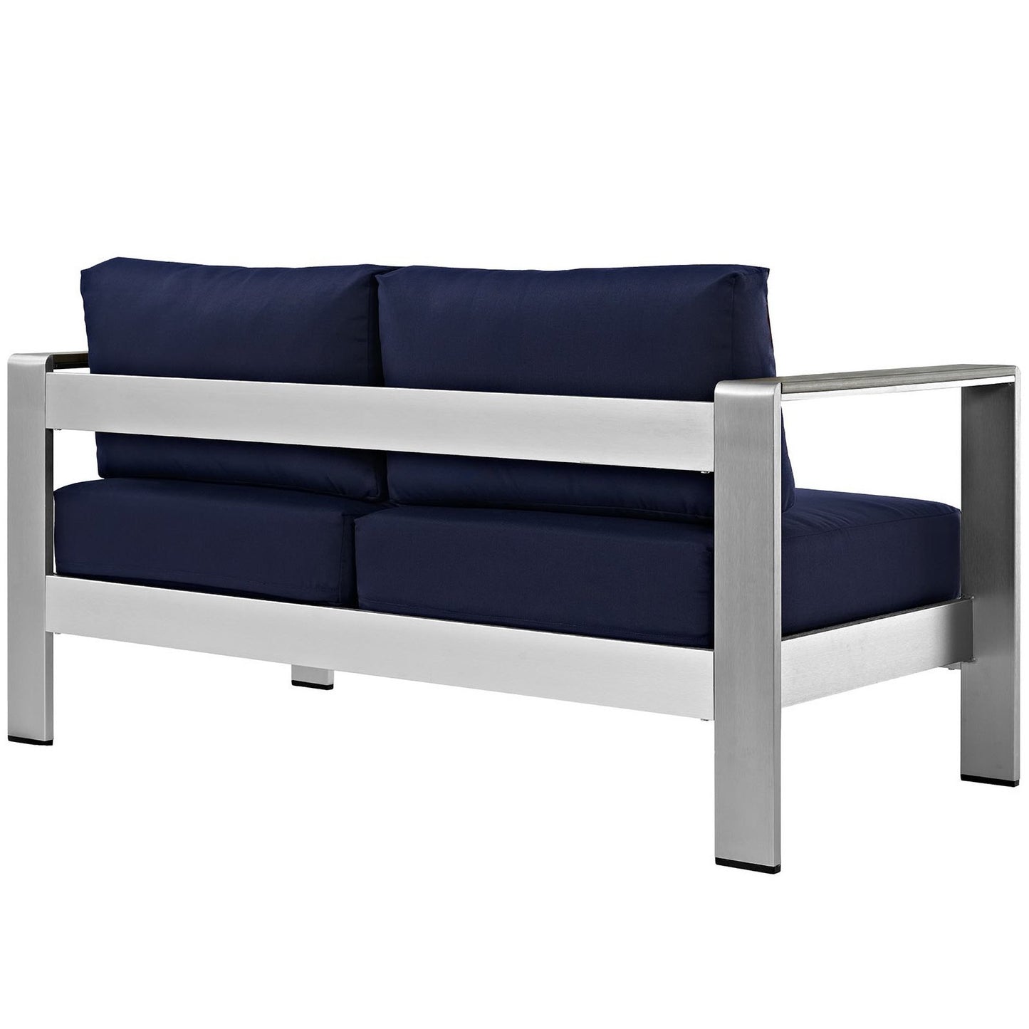Shore Outdoor Patio Aluminum Loveseat in Silver Navy by Modway (2267)