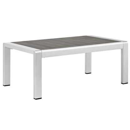 Shore Outdoor Patio Aluminum Coffee Table in Silver Gray by Modway (2268)
