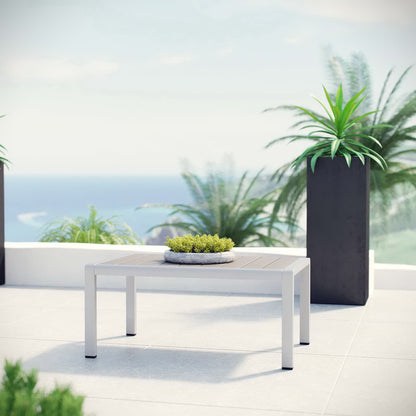 Shore Outdoor Patio Aluminum Coffee Table in Silver Gray by Modway (2268)