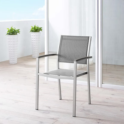 Shore Outdoor Patio Aluminum Dining Chair in Silver Gray by Modway (2272)