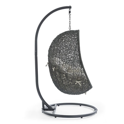 Hide Outdoor Patio Swing Chair With Stand in Gray Beige by Modway (2273)