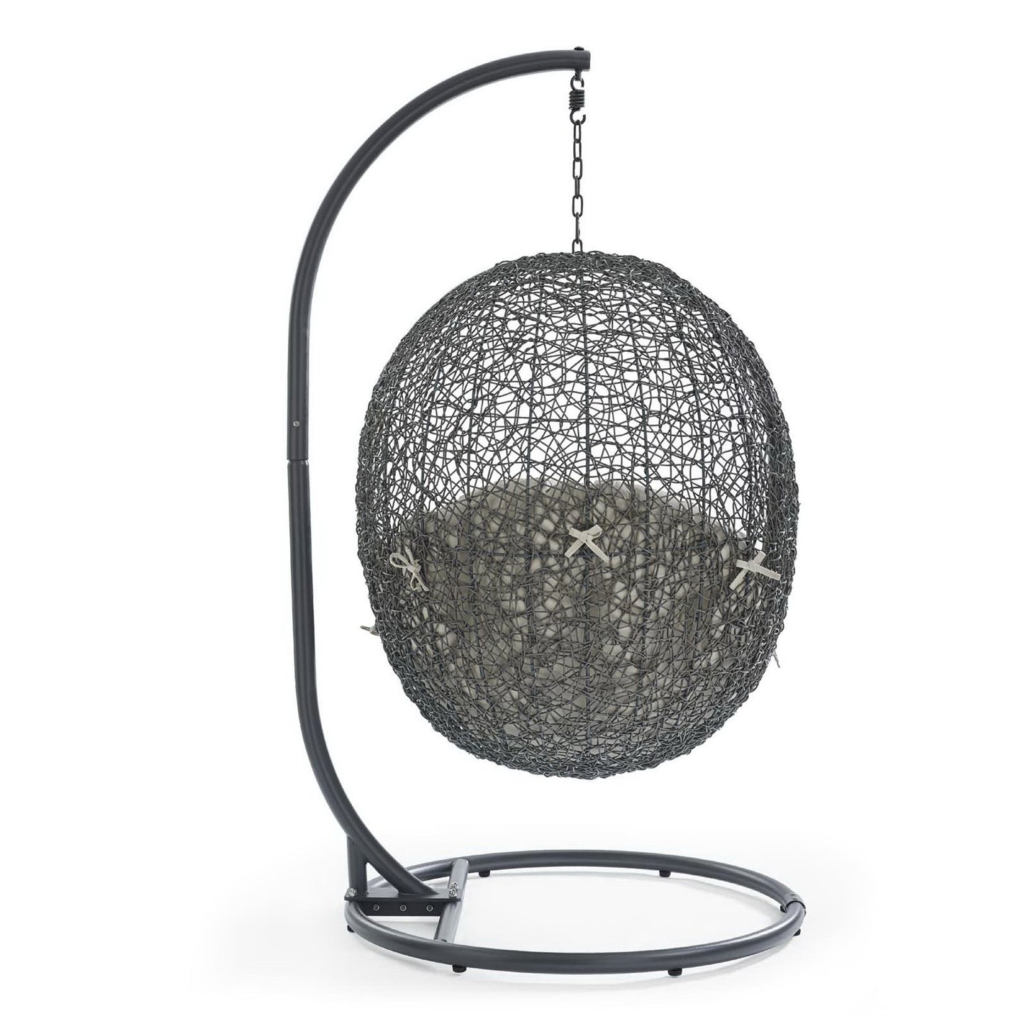 Hide Outdoor Patio Swing Chair With Stand in Gray Beige by Modway (2273)