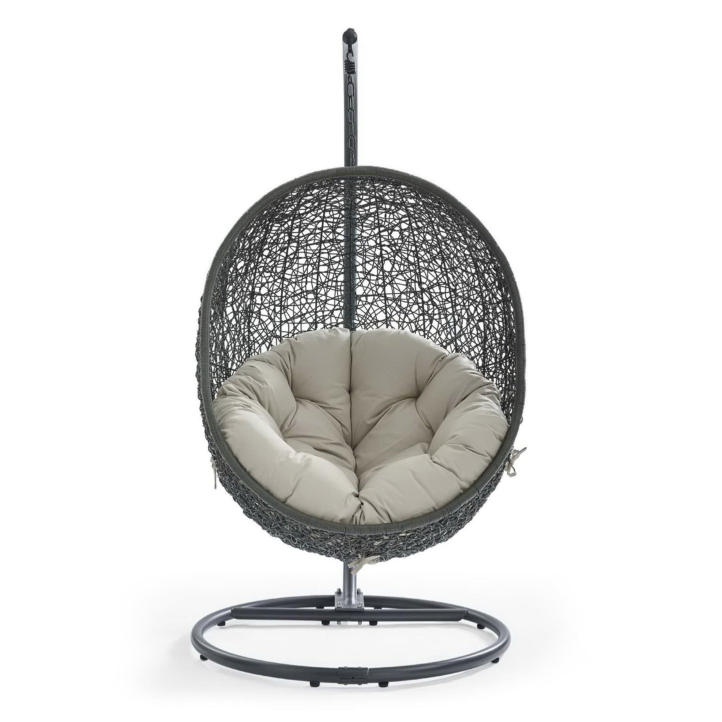 Hide Outdoor Patio Swing Chair With Stand in Gray Beige by Modway (2273)