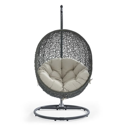 Hide Outdoor Patio Swing Chair With Stand in Gray Beige by Modway (2273)