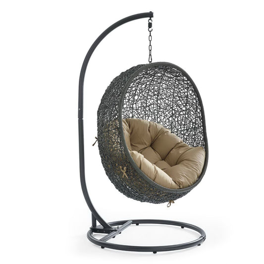 Hide Outdoor Patio Swing Chair With Stand in Gray Mocha by Modway (2273)