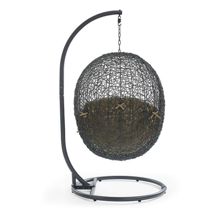 Hide Outdoor Patio Swing Chair With Stand in Gray Mocha by Modway (2273)