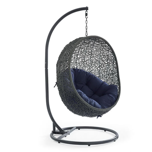 Hide Outdoor Patio Swing Chair With Stand in Gray Navy by Modway (2273)