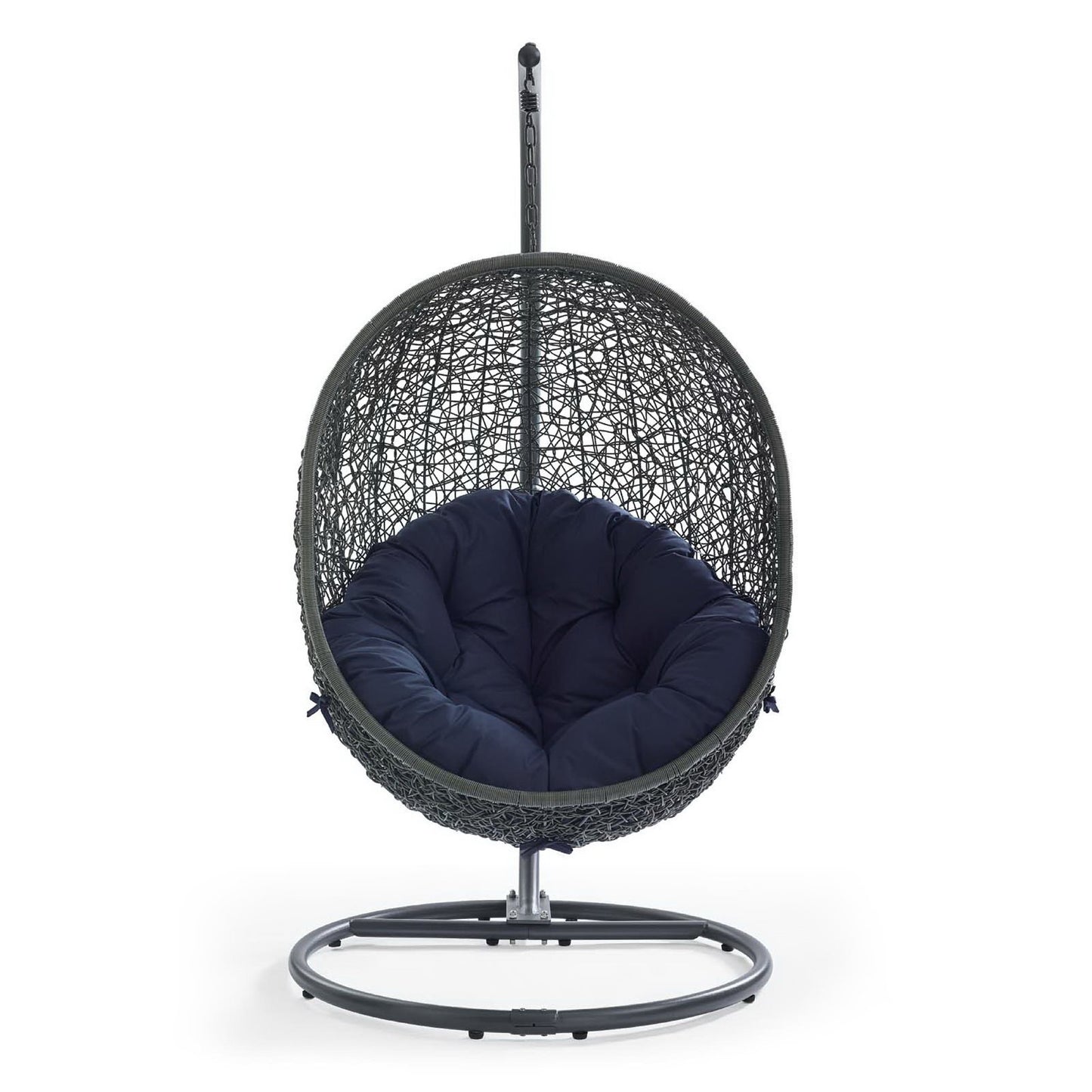 Hide Outdoor Patio Swing Chair With Stand in Gray Navy by Modway (2273)