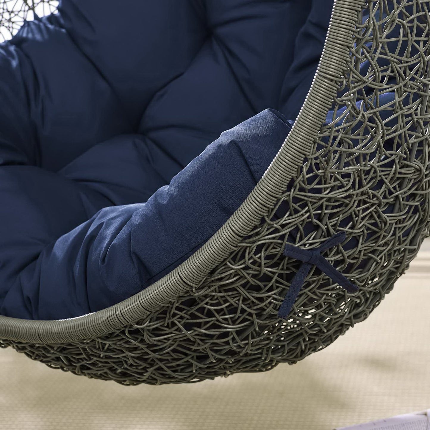 Hide Outdoor Patio Swing Chair With Stand in Gray Navy by Modway (2273)