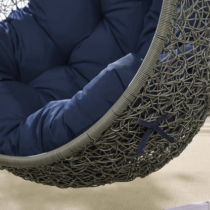 Hide Outdoor Patio Swing Chair With Stand in Gray Navy by Modway (2273)