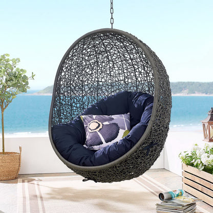 Hide Outdoor Patio Swing Chair With Stand in Gray Navy by Modway (2273)