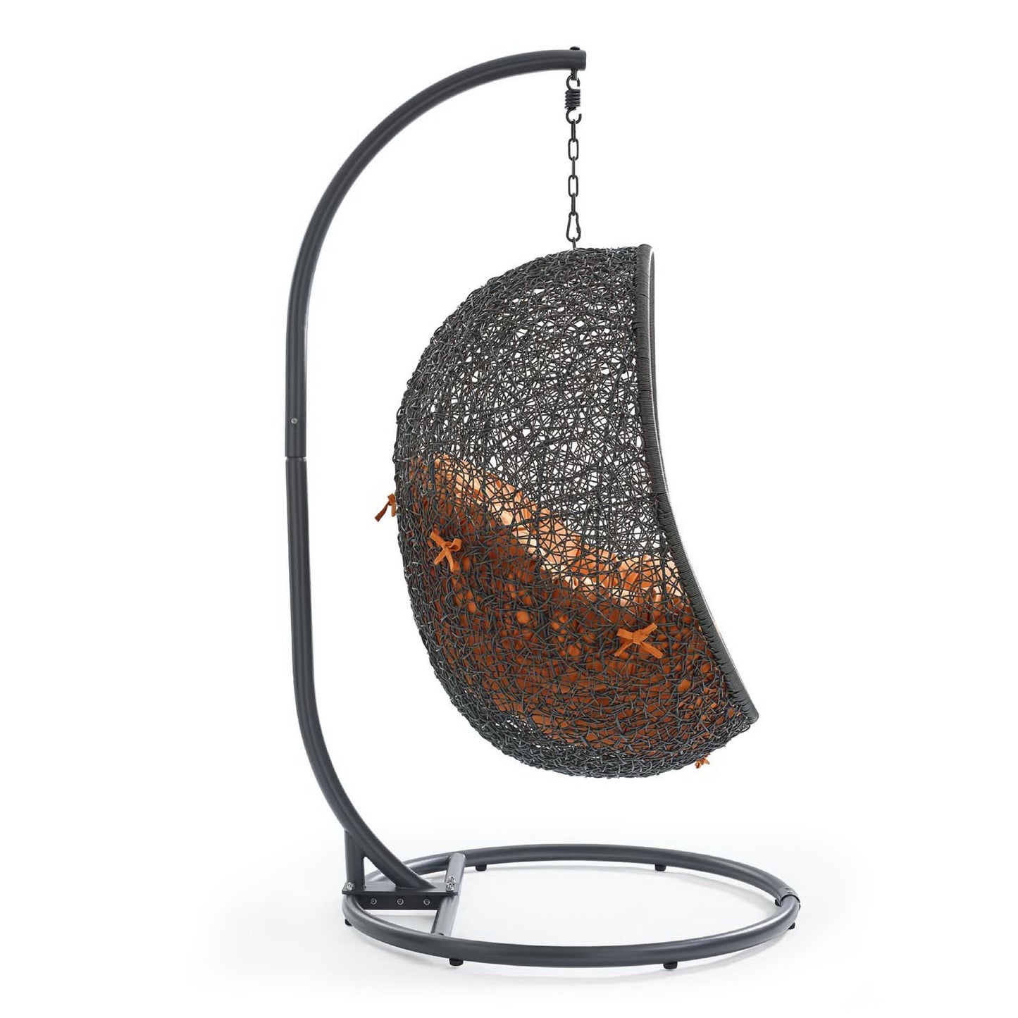 Hide Outdoor Patio Swing Chair With Stand in Gray Orange by Modway (2273)
