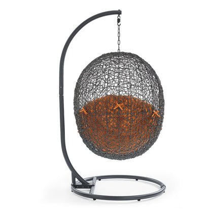Hide Outdoor Patio Swing Chair With Stand in Gray Orange by Modway (2273)