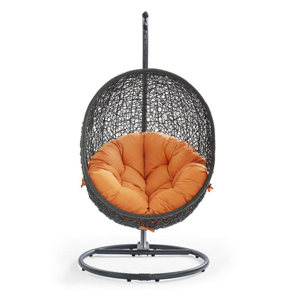 Hide Outdoor Patio Swing Chair With Stand in Gray Orange by Modway (2273)