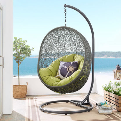 Hide Outdoor Patio Swing Chair With Stand in Gray Peridot by Modway (2273)