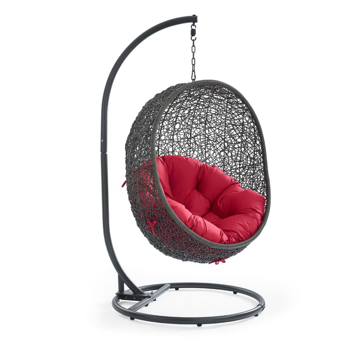 Hide Outdoor Patio Swing Chair With Stand in Gray Red by Modway (2273)