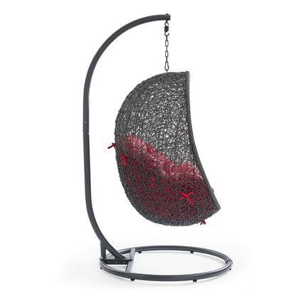 Hide Outdoor Patio Swing Chair With Stand in Gray Red by Modway (2273)
