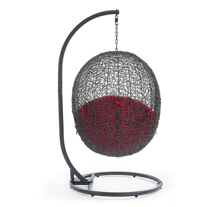 Hide Outdoor Patio Swing Chair With Stand in Gray Red by Modway (2273)
