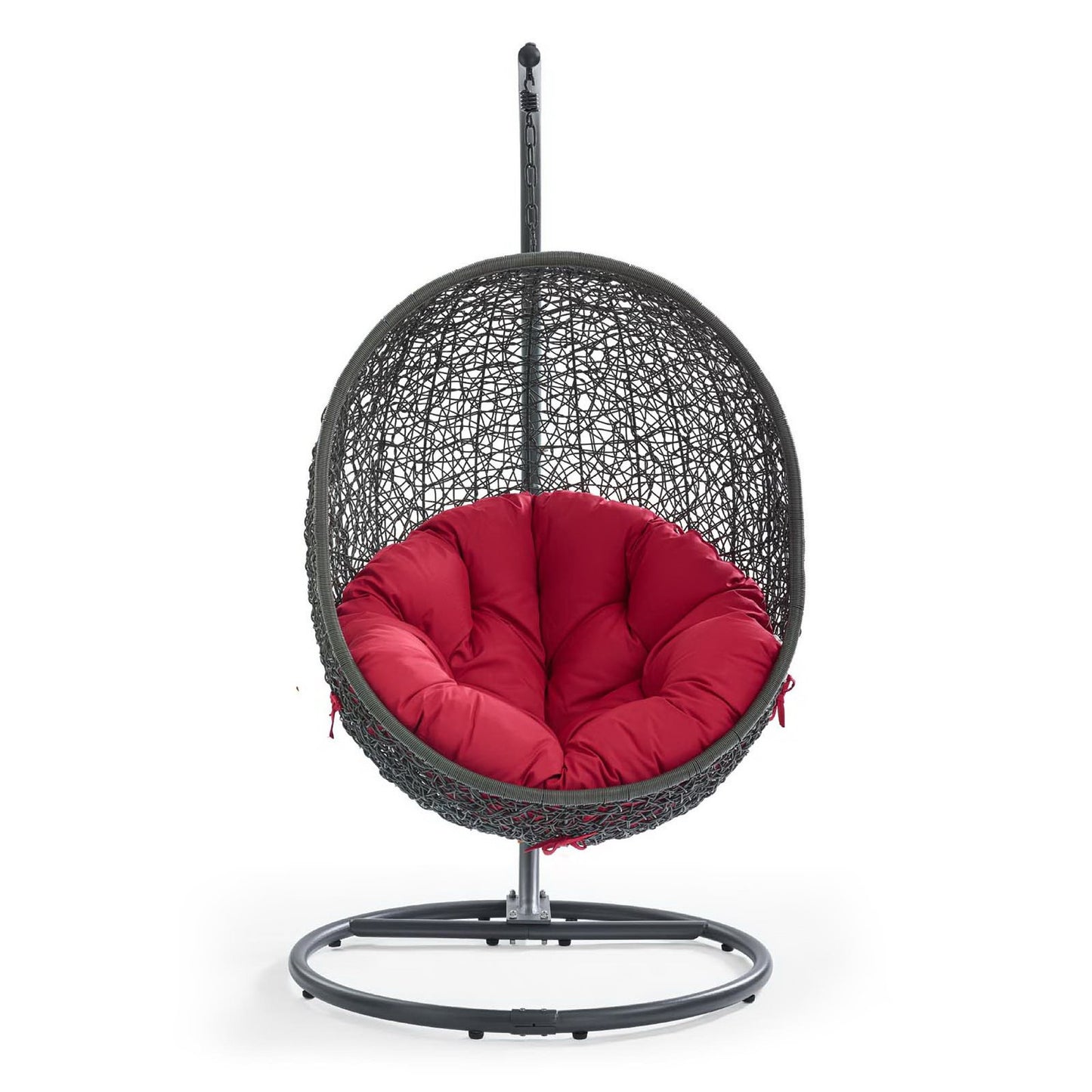 Hide Outdoor Patio Swing Chair With Stand in Gray Red by Modway (2273)