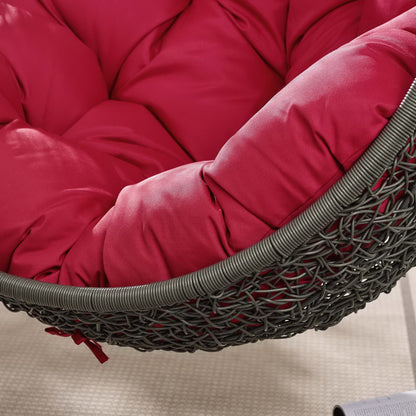 Hide Outdoor Patio Swing Chair With Stand in Gray Red by Modway (2273)