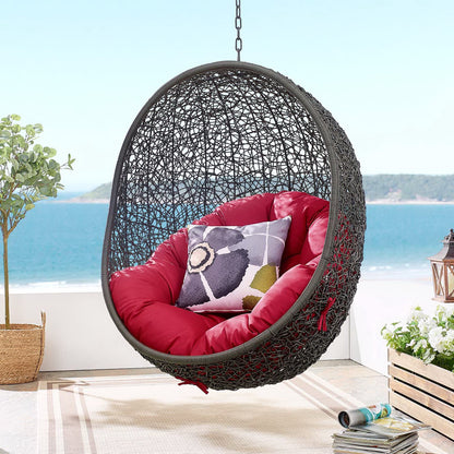 Hide Outdoor Patio Swing Chair With Stand in Gray Red by Modway (2273)