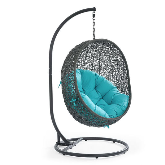 Hide Outdoor Patio Swing Chair With Stand in Gray Turquoise by Modway (2273)