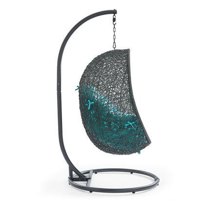 Hide Outdoor Patio Swing Chair With Stand in Gray Turquoise by Modway (2273)