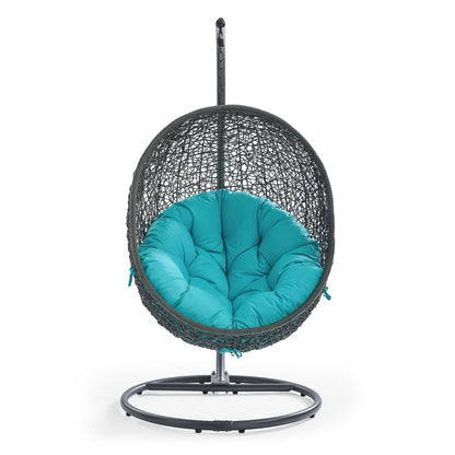 Hide Outdoor Patio Swing Chair With Stand in Gray Turquoise by Modway (2273)