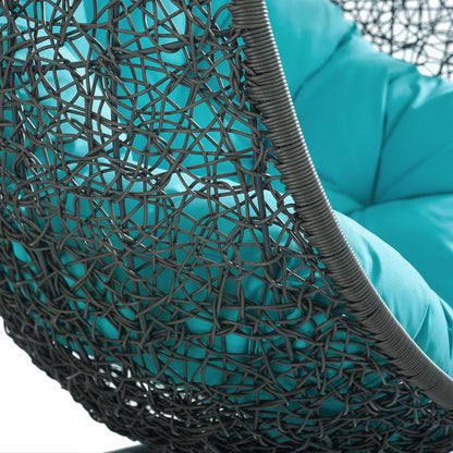 Hide Outdoor Patio Swing Chair With Stand in Gray Turquoise by Modway (2273)