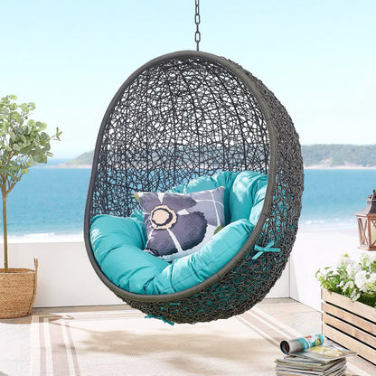 Hide Outdoor Patio Swing Chair With Stand in Gray Turquoise by Modway (2273)