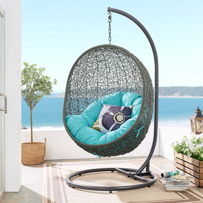 Hide Outdoor Patio Swing Chair With Stand in Gray Turquoise by Modway (2273)