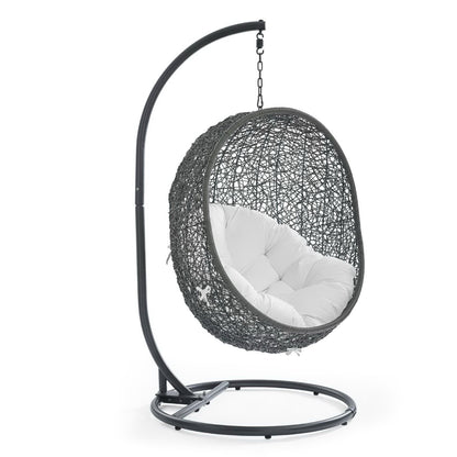 Hide Outdoor Patio Swing Chair With Stand in Gray White by Modway (2273)