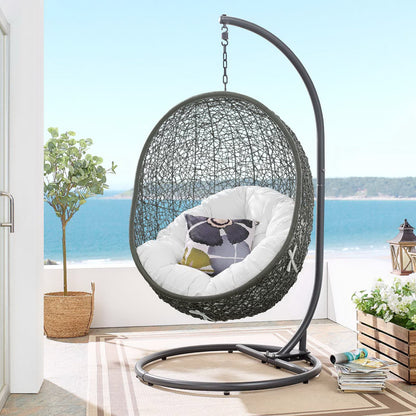 Hide Outdoor Patio Swing Chair With Stand in Gray White by Modway (2273)