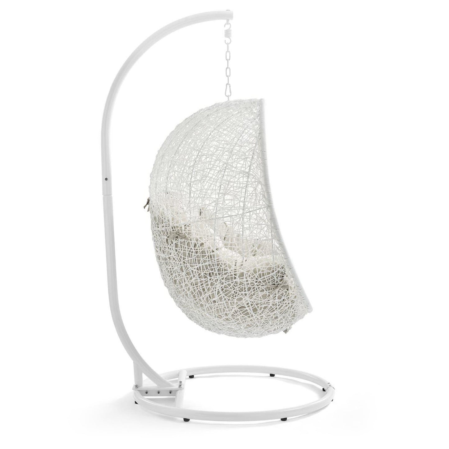 Hide Outdoor Patio Swing Chair With Stand in White Beige by Modway (2273)