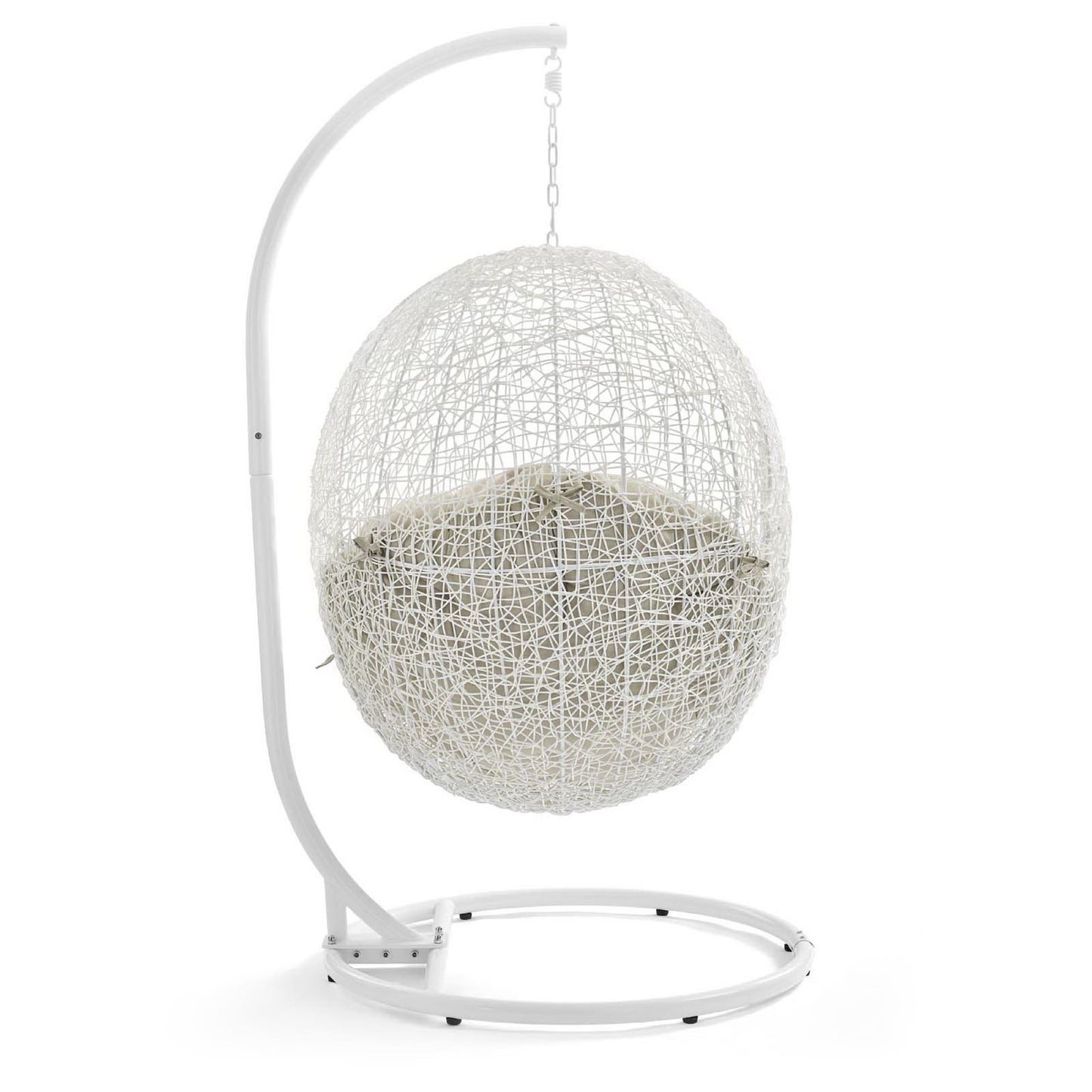 Hide Outdoor Patio Swing Chair With Stand in White Beige by Modway (2273)