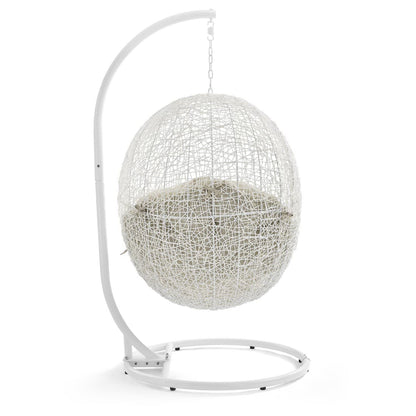 Hide Outdoor Patio Swing Chair With Stand in White Beige by Modway (2273)