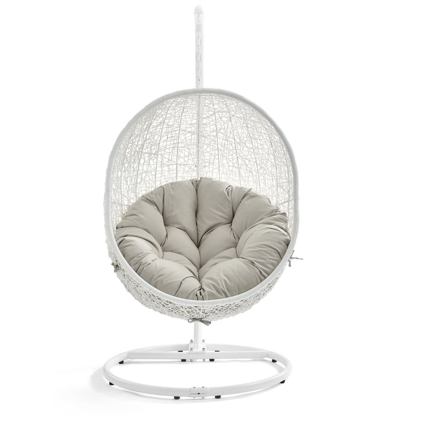 Hide Outdoor Patio Swing Chair With Stand in White Beige by Modway (2273)