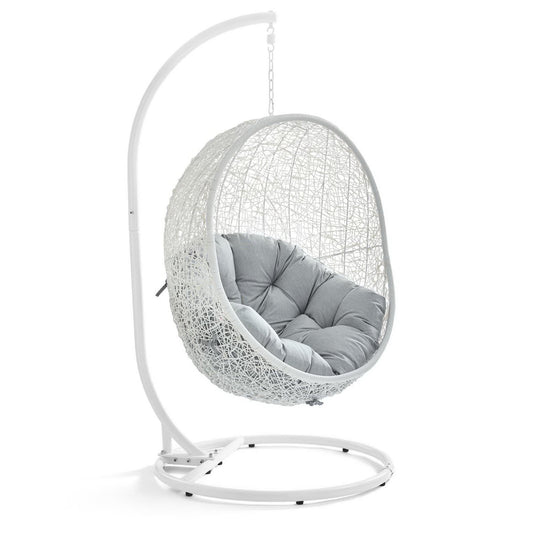 Hide Outdoor Patio Swing Chair With Stand in White Gray by Modway (2273)