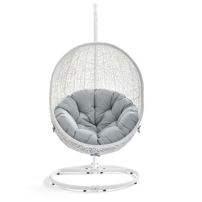 Hide Outdoor Patio Swing Chair With Stand in White Gray by Modway (2273)