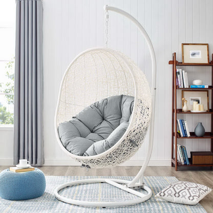 Hide Outdoor Patio Swing Chair With Stand in White Gray by Modway (2273)