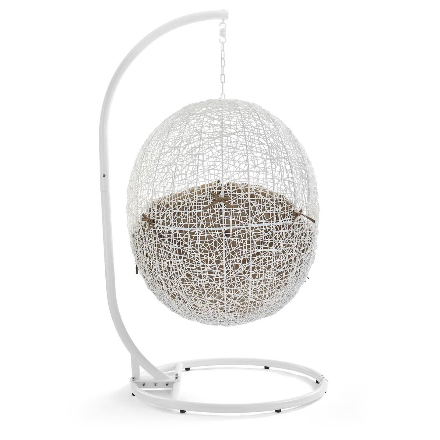 Hide Outdoor Patio Swing Chair With Stand in White Mocha by Modway (2273)