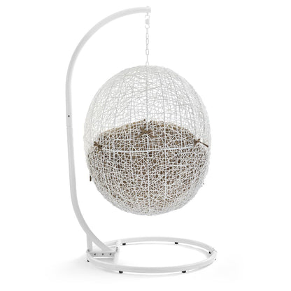 Hide Outdoor Patio Swing Chair With Stand in White Mocha by Modway (2273)